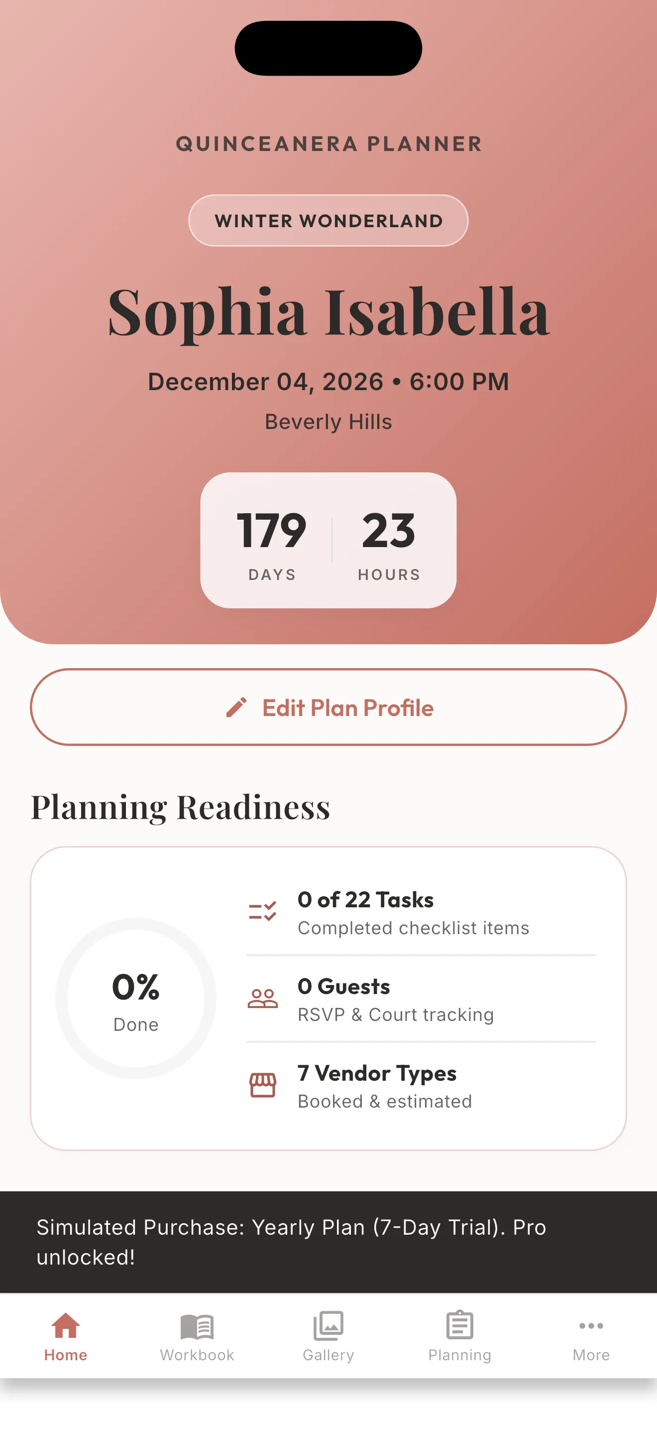 Clean app planning dashboard